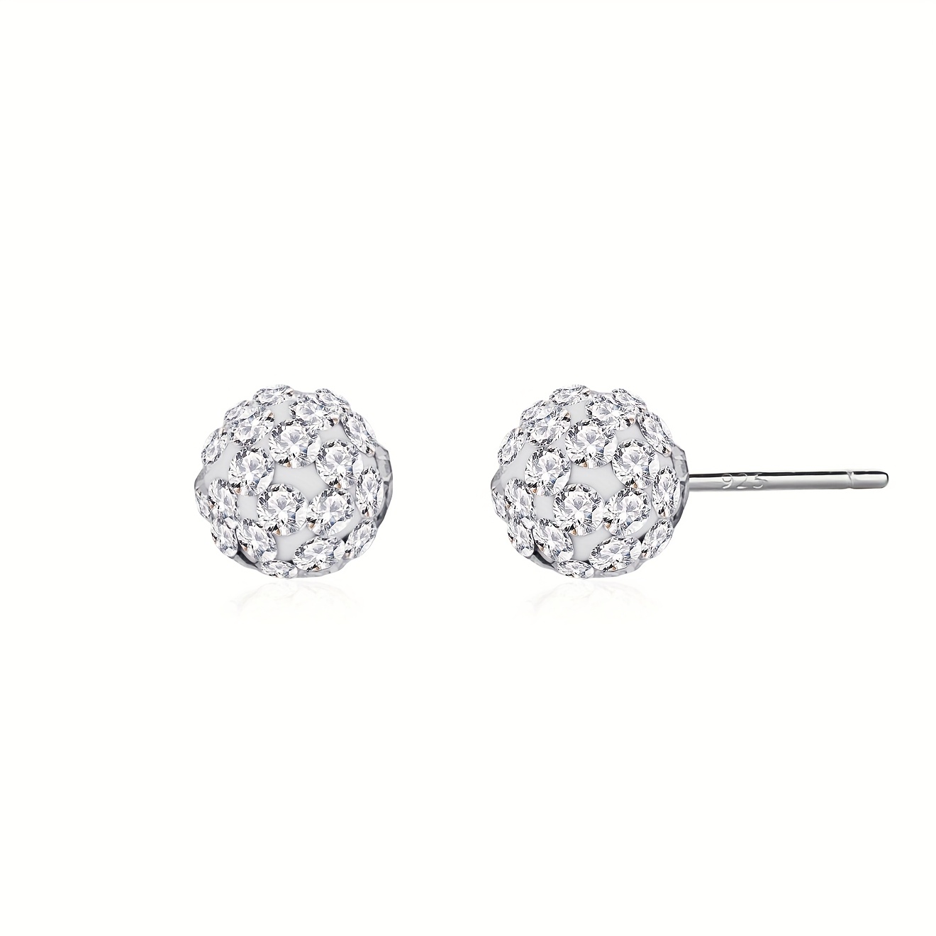 Silvery Full-Moissanite Spherical Stud Earrings